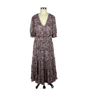 ROAN + RYAN Elsa Dress Evereve Pink Purple Paisley Pattern‎ Women's Size Large